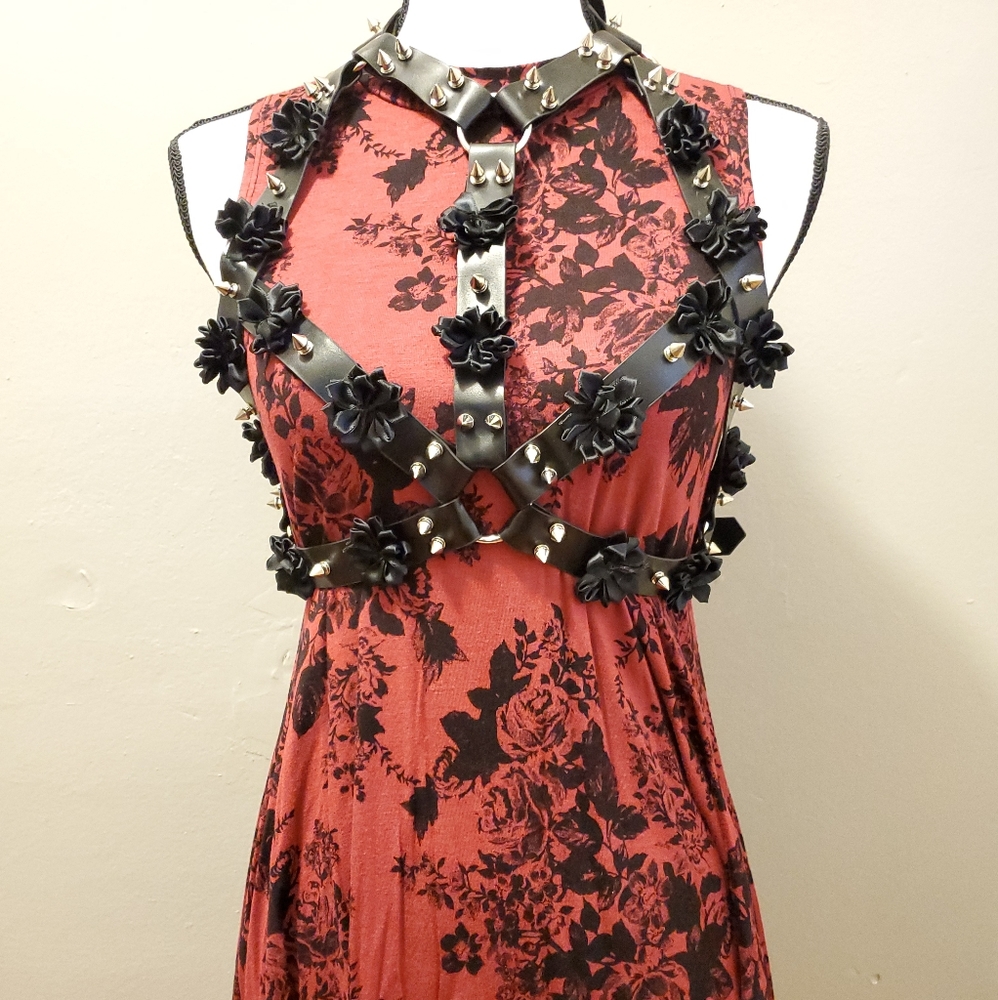 Leather harness bondage lingerie bra